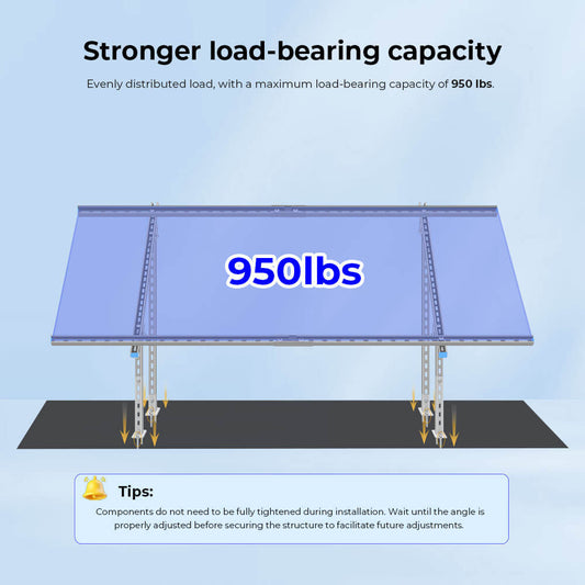 SunGoldPower Modular & Expandable Ground Mount Brackets for 2× 400W–590W Solar Panels | Heavy-Duty Adjustable