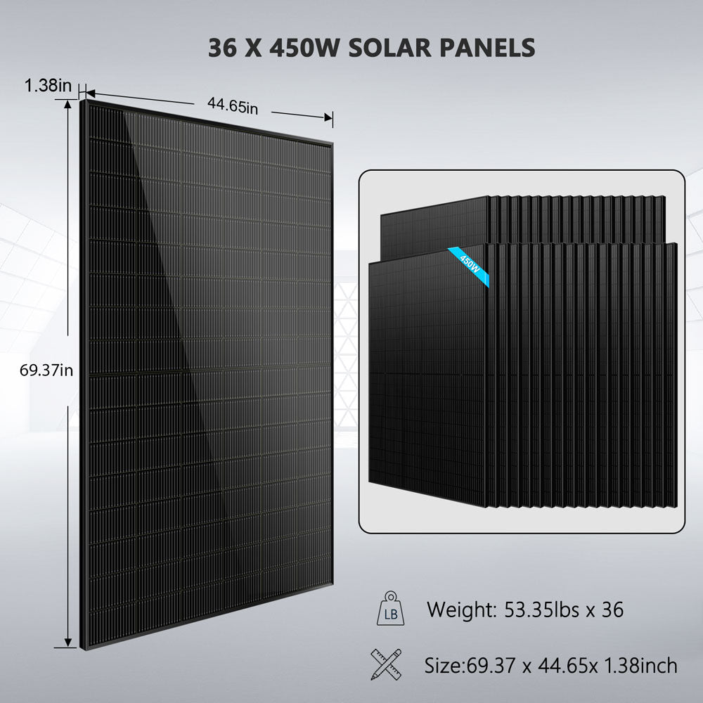 SunGoldPower Hybrid Solar Kit 11.4KW 48V Split Phase 20.48KWH/51.2KWH Lithium Battery 450 Watt Solar Panel (Optional) SGH-11N2E/ SGH-11N5E
