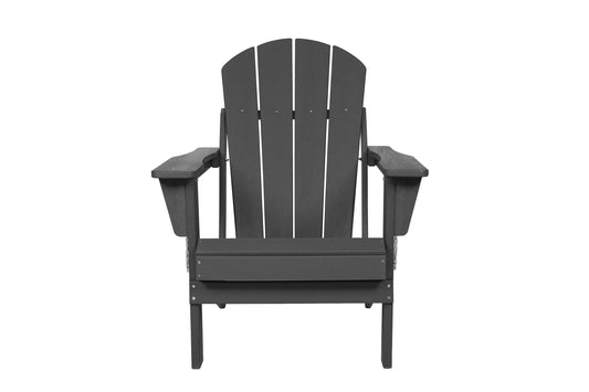 Folding Adirondack Chair with Side Table, 3-Piece Adirondack Chair Set with Wood Texture, Gray(includes 2 Chairs and 1 Table)