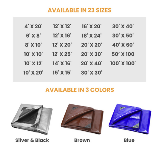 White Duck Outdoors Super Heavy Duty Poly Tarp Cover Thick 16 Mil, 8 oz