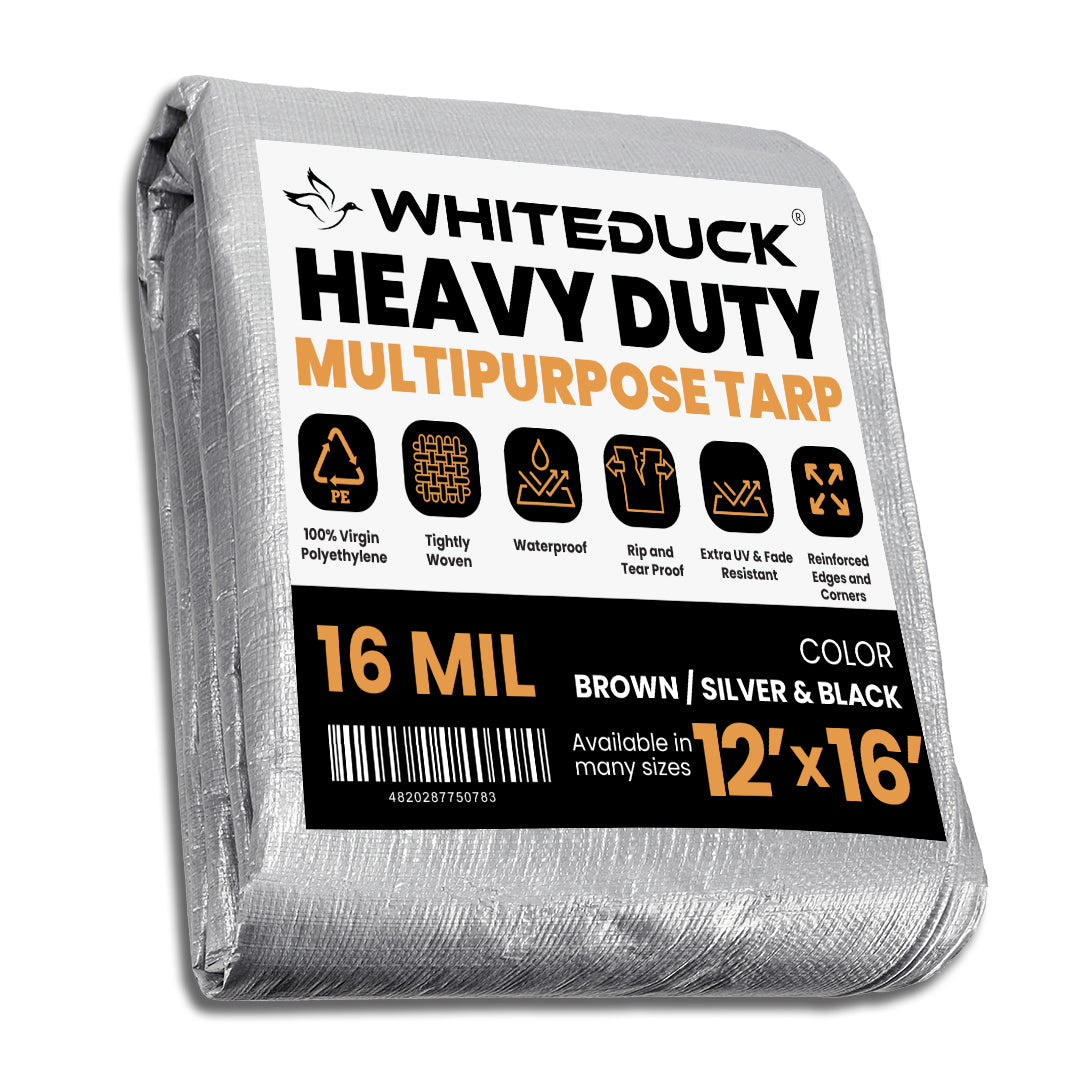 White Duck Outdoors Super Heavy Duty Poly Tarp Cover Thick 16 Mil, 8 oz