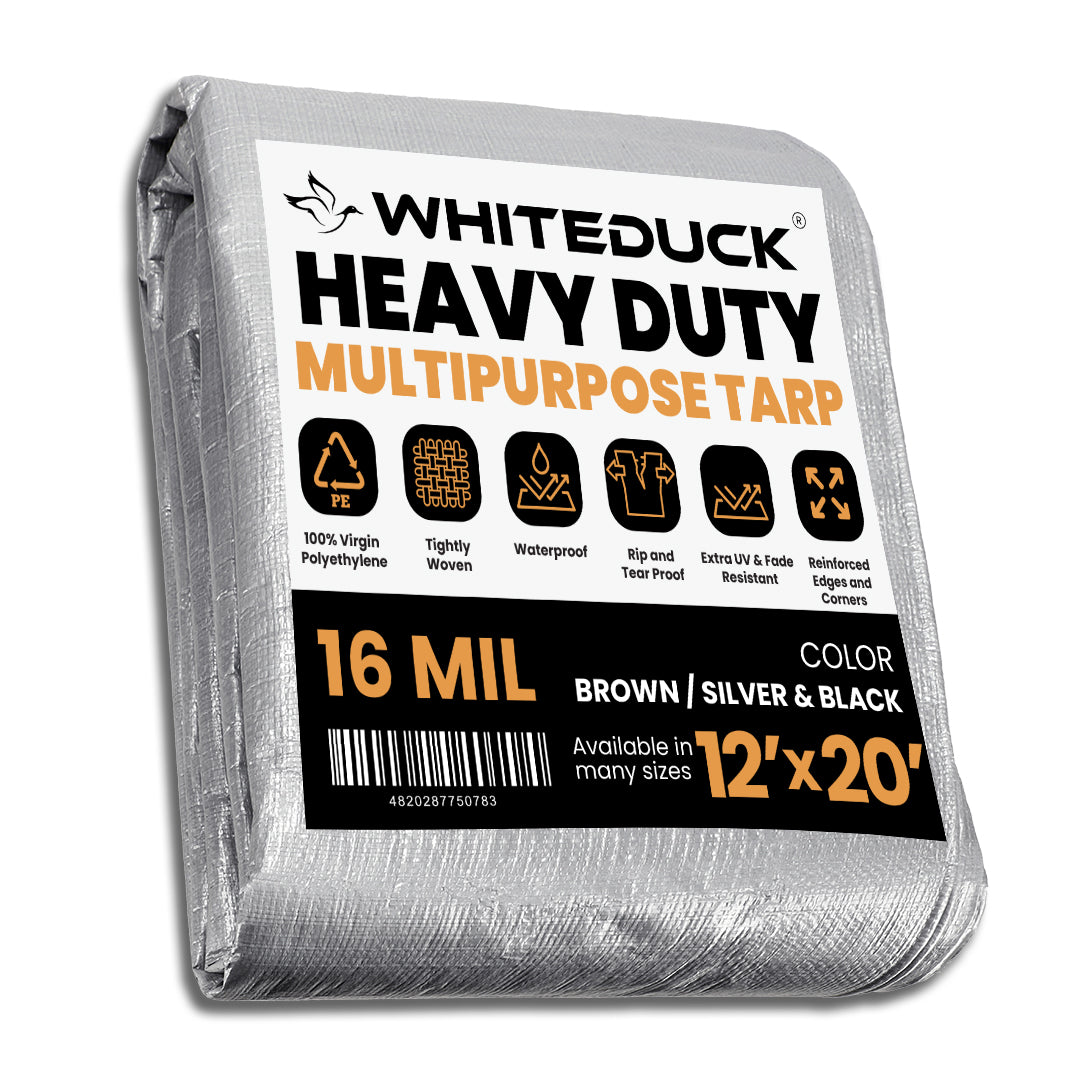 White Duck Outdoors Super Heavy Duty Poly Tarp Cover Thick 16 Mil, 8 oz