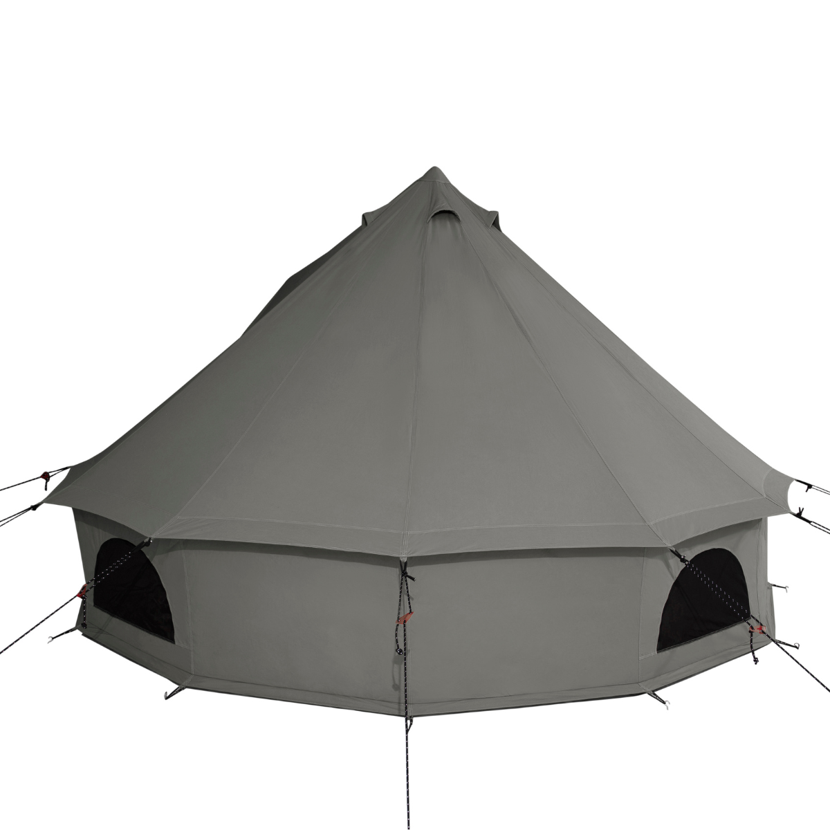 Hexagonal tent with a gray fabric on a white background