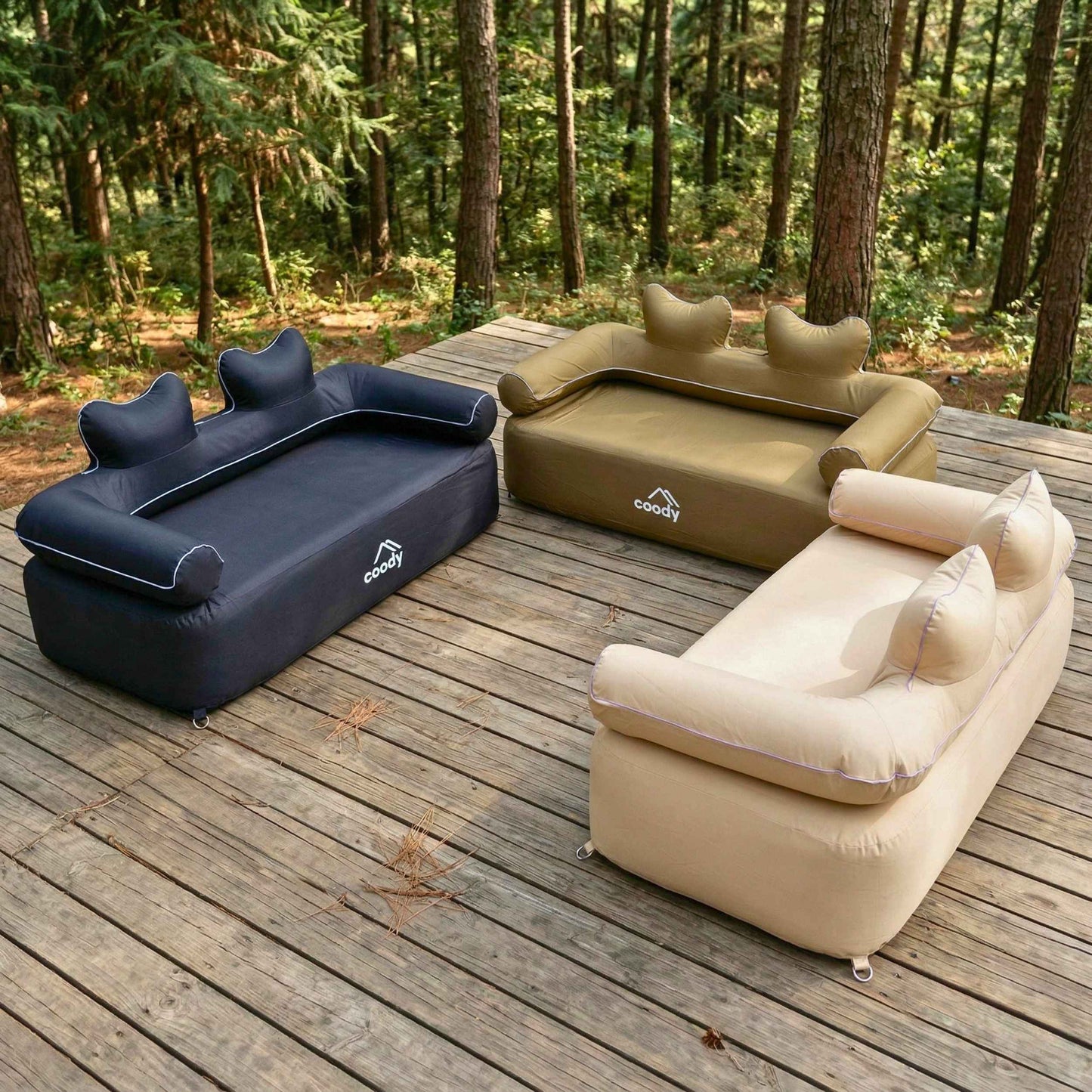 Coody Air Sofa Forest Green - Inflatable Camping Couch with Built-In Pump