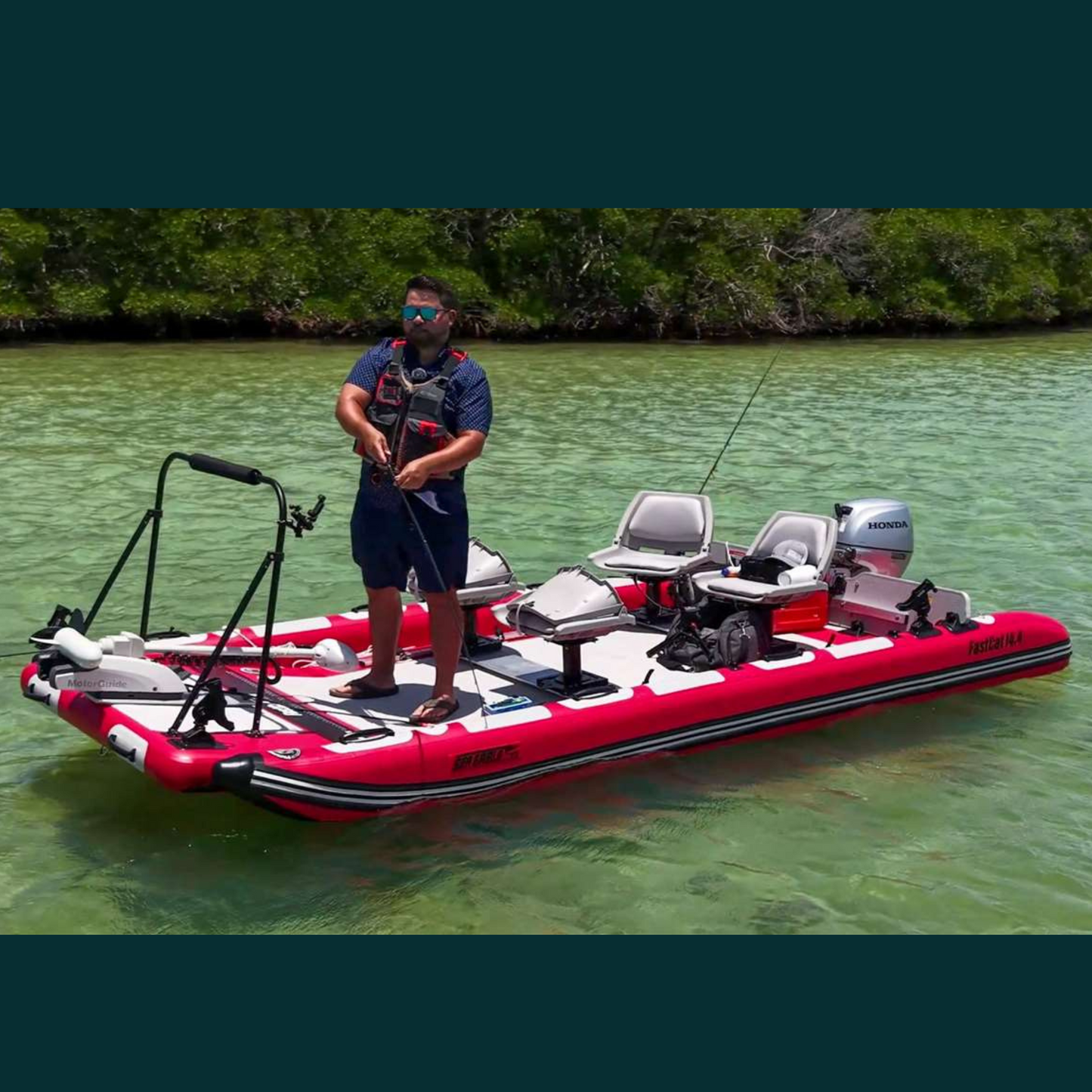 Sea Eagle FastCat14 Catamaran Pontoon Swivel Seat Canopy Package