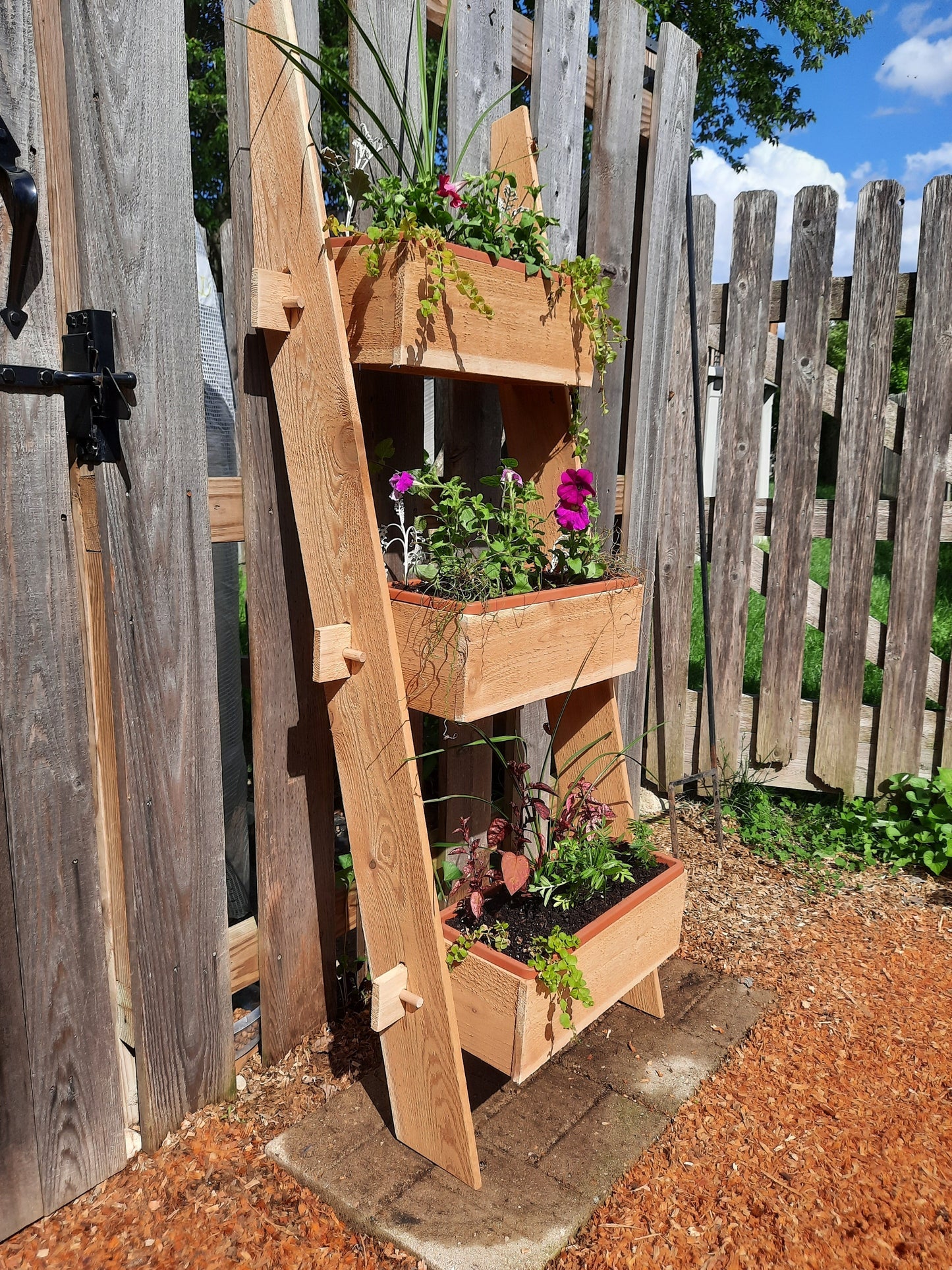 3-Tier Vertical Cedar Standing Planter Box