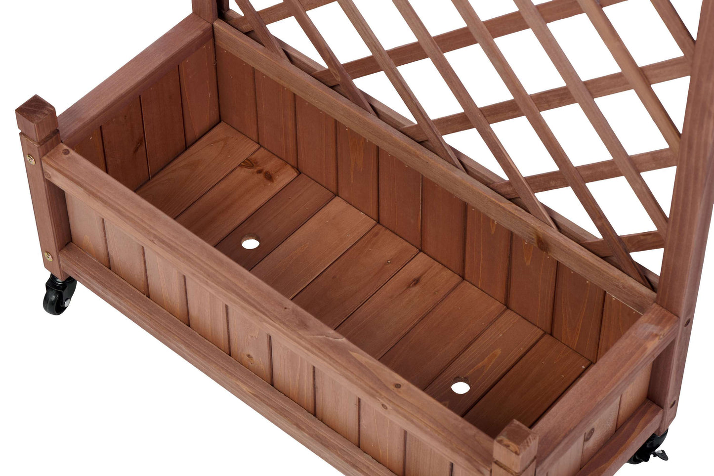 PolyTEAK 2-Pack Raised Garden Beds with Trellis, Outdoor Wooden Plant Box, and Plant Stand - Perfect for Vines and Flowers