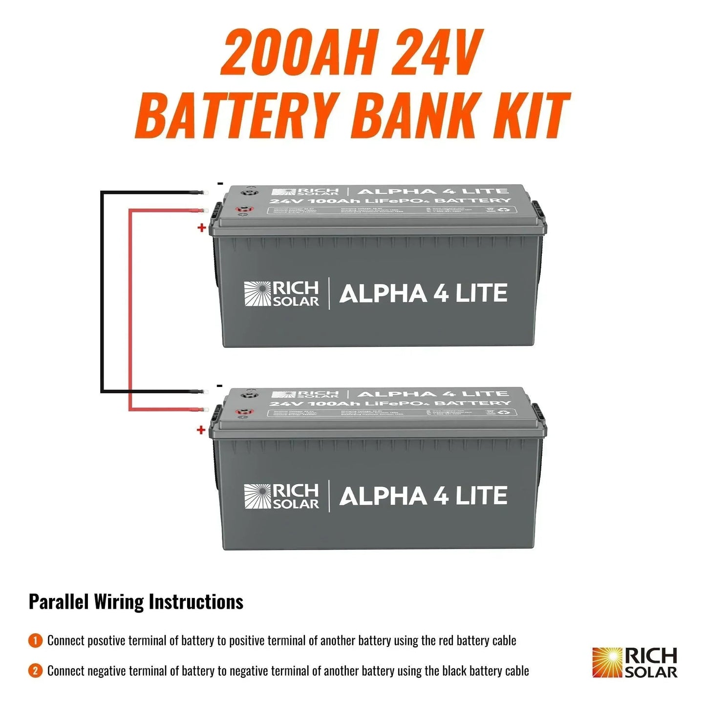 Rich Solar - 24V - 200AH - 5.1kWh Lithium Battery Bank