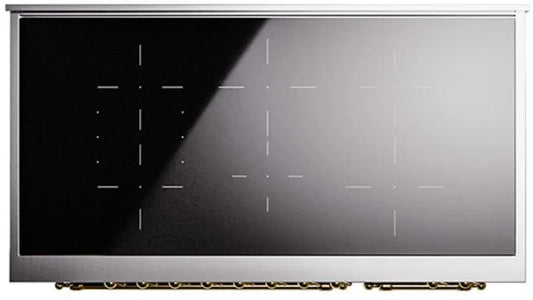 ILVE Nostalgie II 48 " Electric Range, Glossy Black, Brass Trim UPI486QNMPBKG