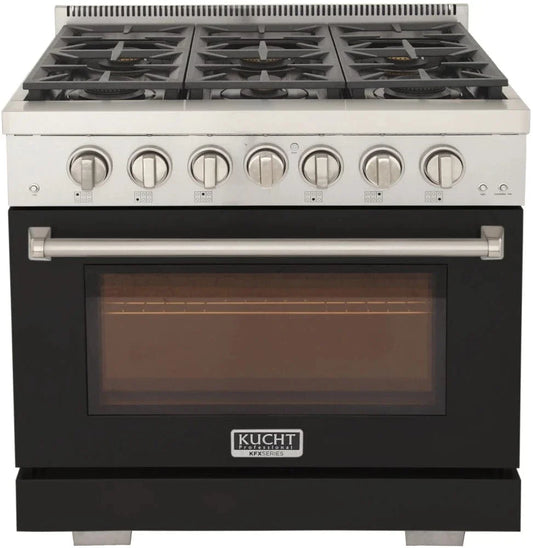 Kucht 36" Freestanding Professional Gas Range Liquid Propane KFX3600X/LP-BK