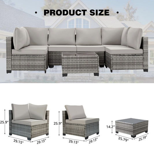 Ainfox 7PCS Patio Sofa Set For Indoor And Outdoor