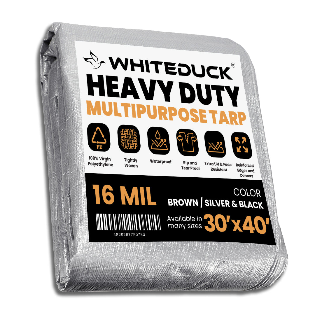 White Duck Outdoors Super Heavy Duty Poly Tarp Cover Thick 16 Mil, 8 oz