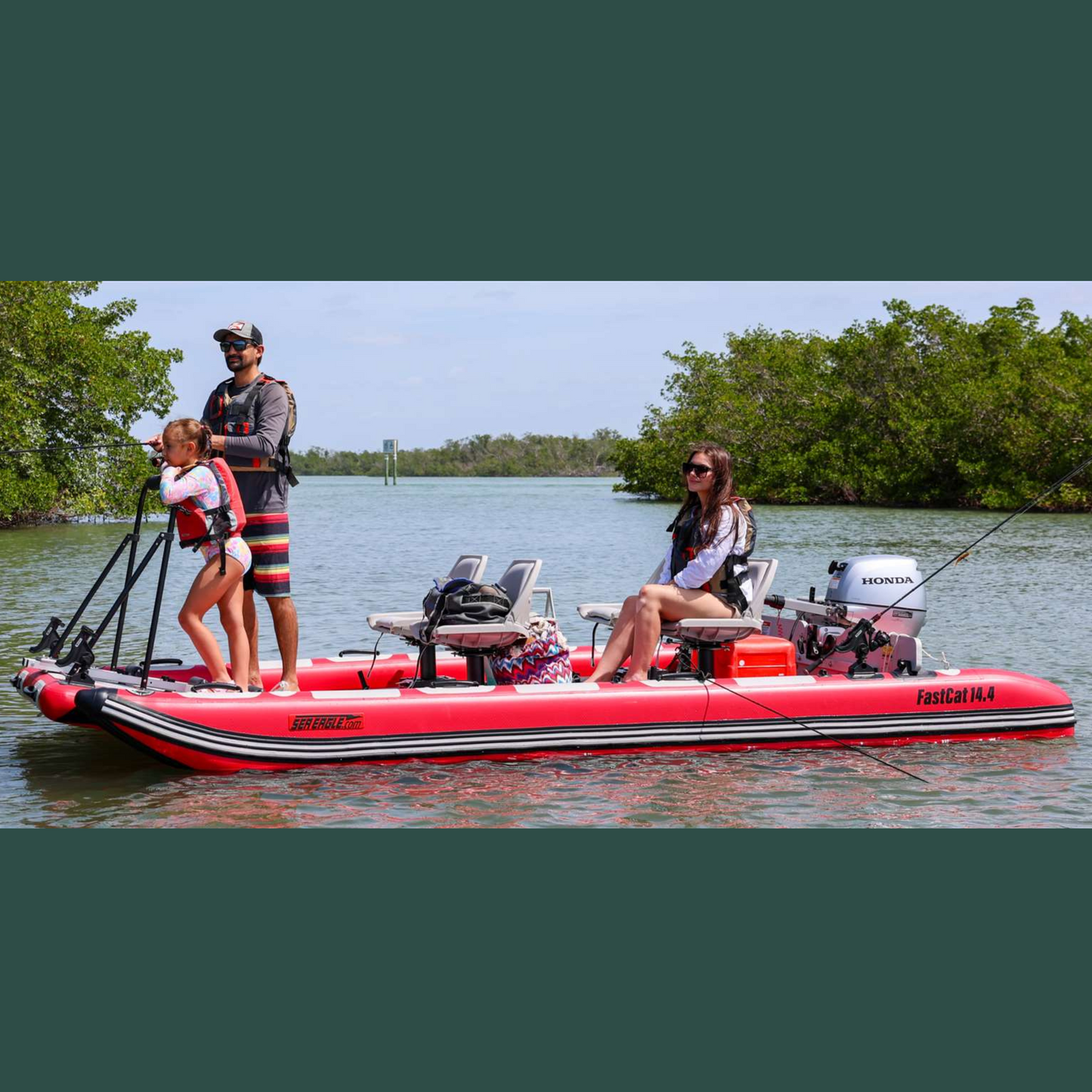 Sea Eagle FastCat14 Catamaran Pontoon Swivel Seat Canopy Package