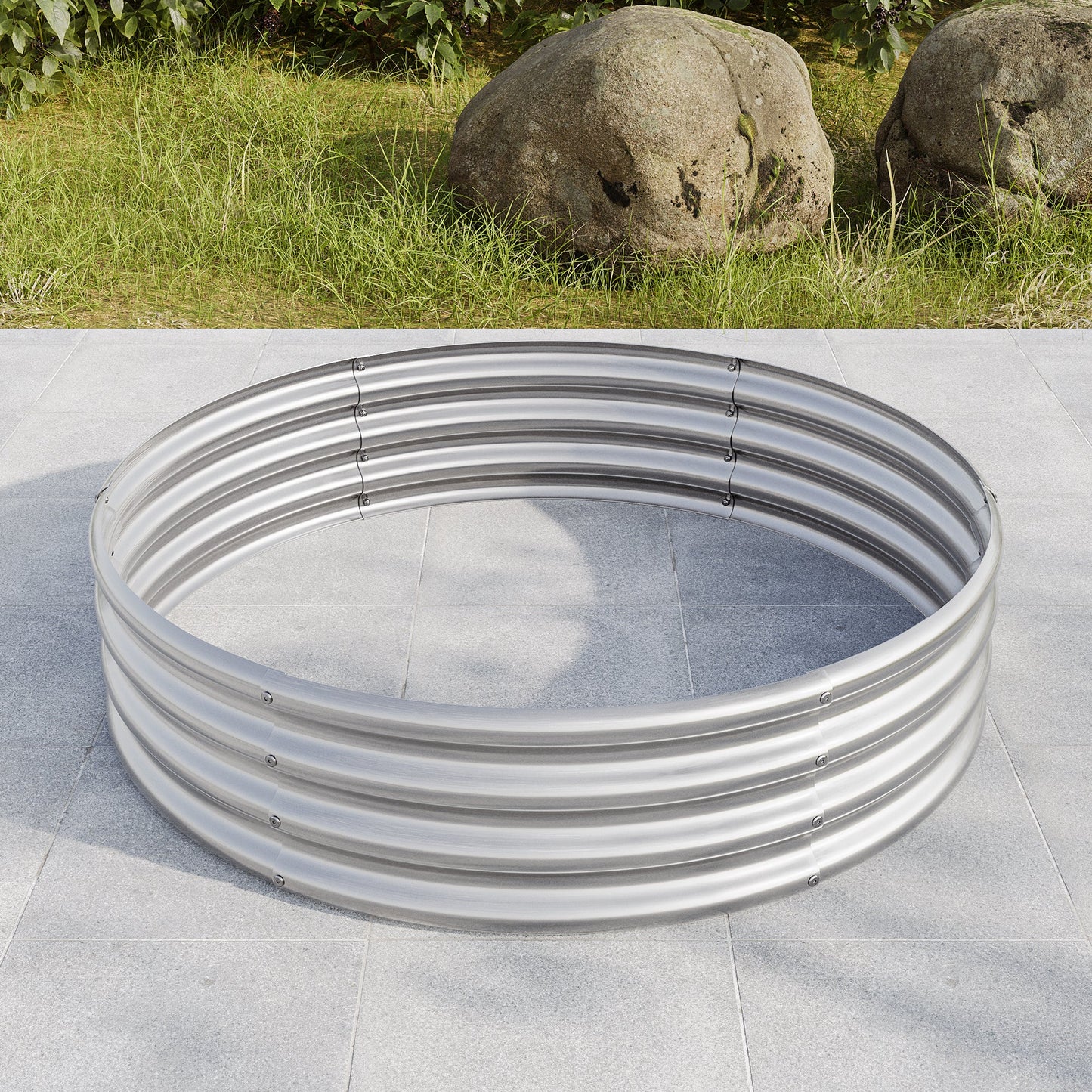 PolyTEAK Round Metal Raised Garden Bed/Planter Box Ideal for Vegetables, Fruits, Flowers, and Herbs