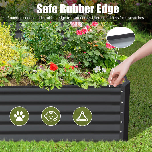 PolyTEAK Gray Galvanized Raised Garden Bed - Outdoor Planter Box for Vegetables & Flowers