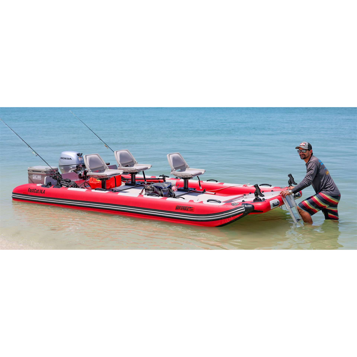 Sea Eagle FastCat14 Catamaran Pontoon Swivel Seat Canopy Package
