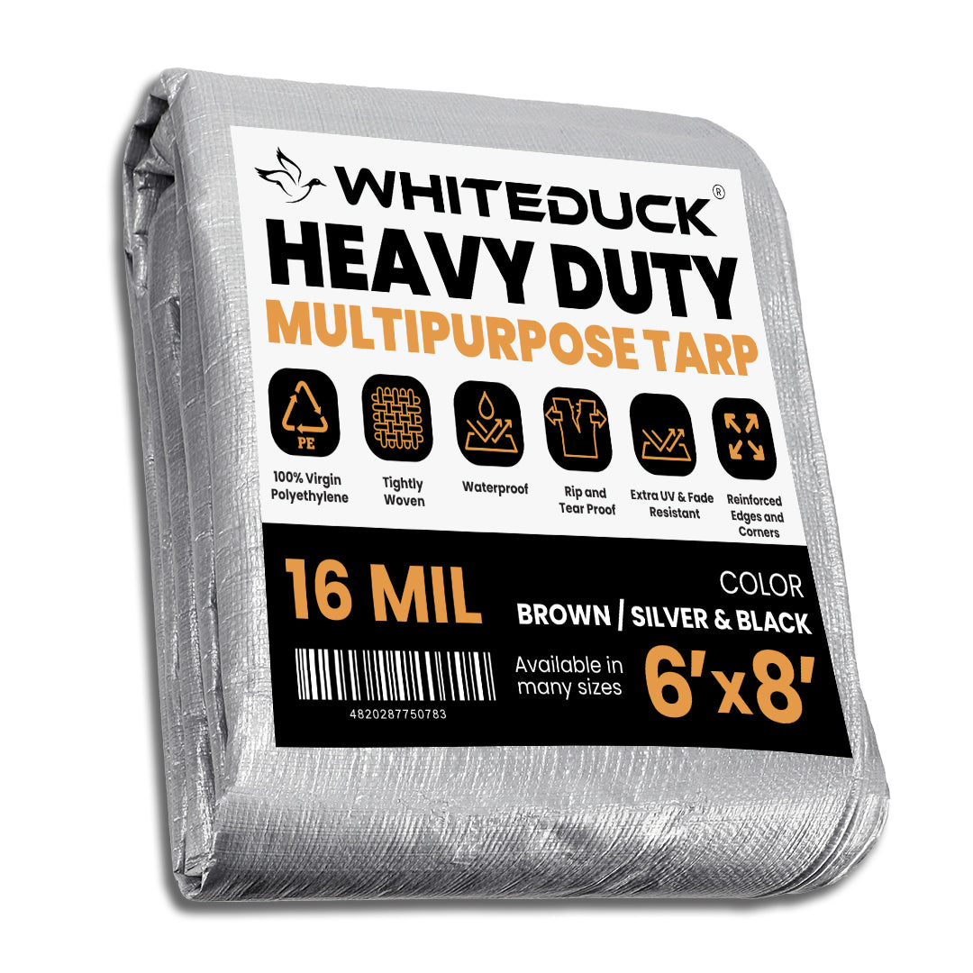White Duck Outdoors Super Heavy Duty Poly Tarp Cover Thick 16 Mil, 8 oz