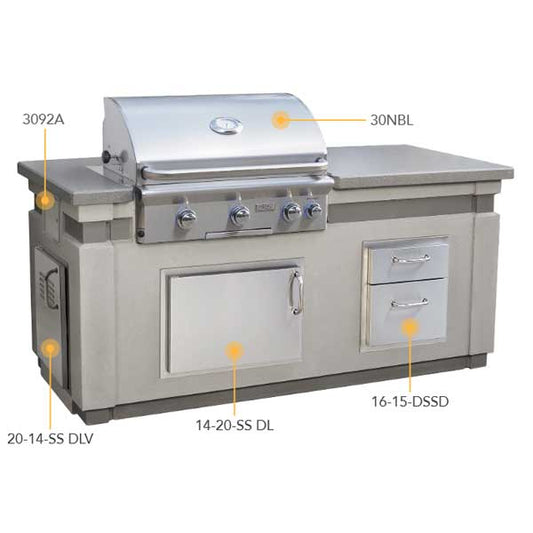 AOG 30" L-Series Island Bundle (75"w x 35"d x 36"h) - Model #: IP30LB-CGD-75SM