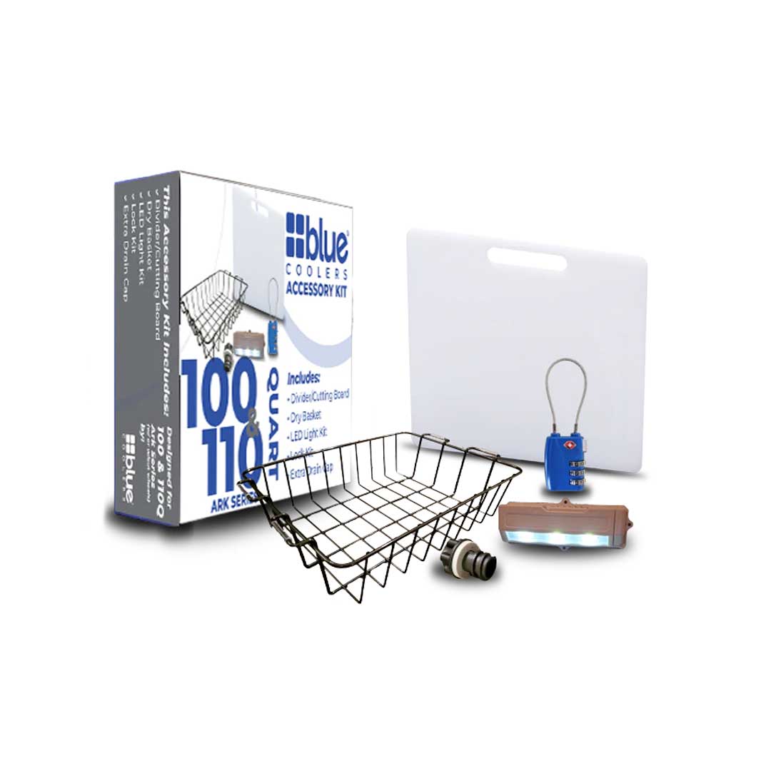 Blue Coolers Accessory Kit - Divider/Cutting Board, Basket, Lock, Light, & Plug for Coolers