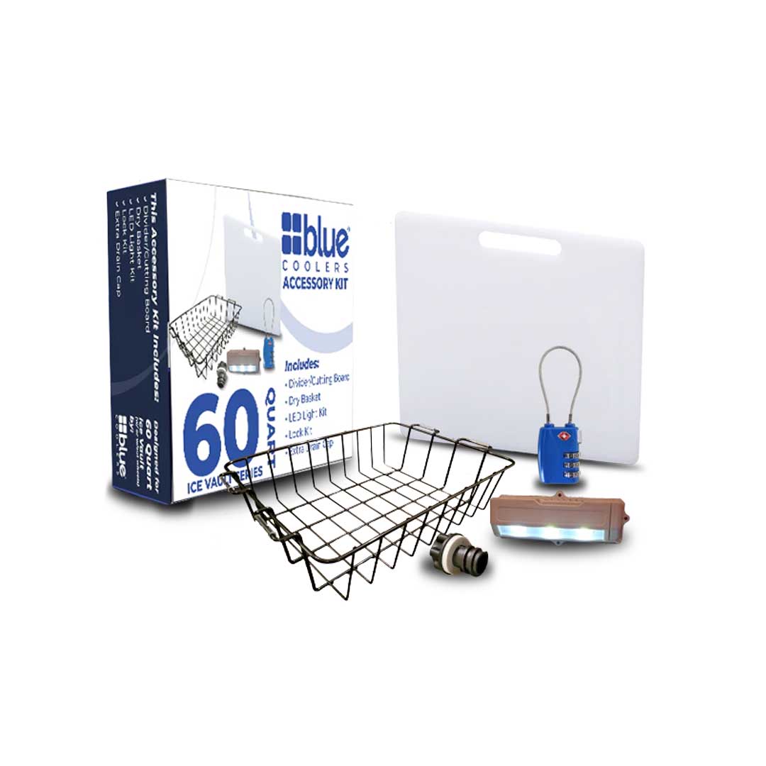 Blue Coolers Accessory Kit - Divider/Cutting Board, Basket, Lock, Light, & Plug for Coolers