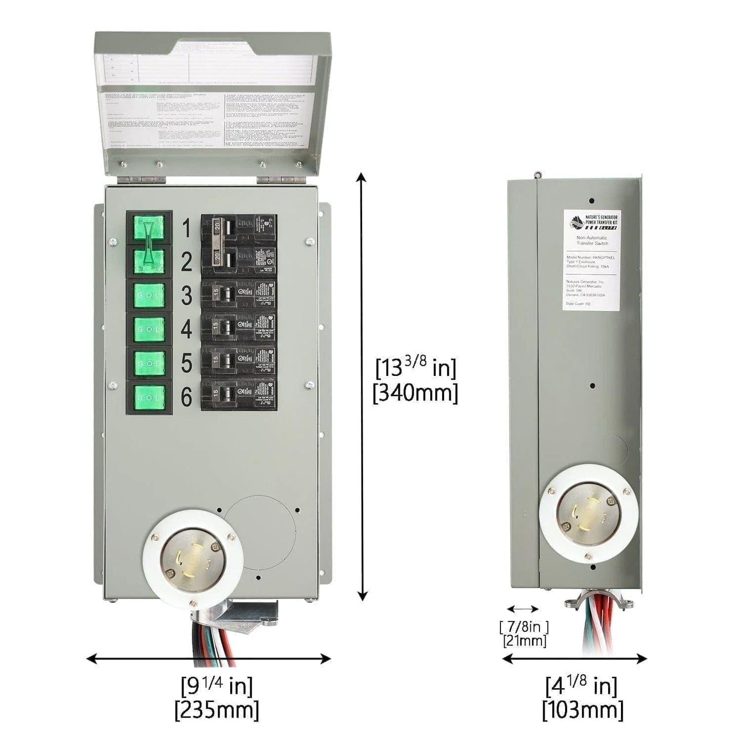 Nature's Generator 120V/240V 30A 6-Circuit Manual Transfer Switch