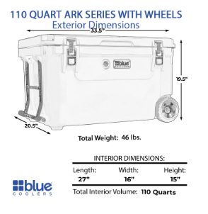 Blue Coolers 110 Quart Ark Series Roto-Molded Wheeled Cooler