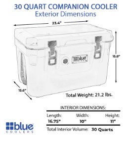 Blue Coolers 30 Quart Companion Series Roto-Molded Cooler