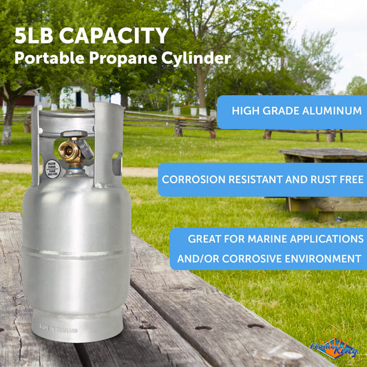 Flame King Lightweight 5lb Aluminum Propane Tank LP Cylinder with OPD & Gauge