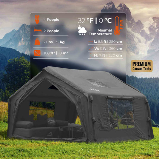 Coody 10 Black Inflatable Tent House for Camping (2-4 Person)