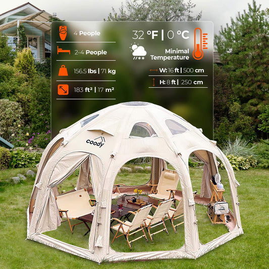 Coody Aurora Dome Beige Inflatable Shelter for 2-4 person