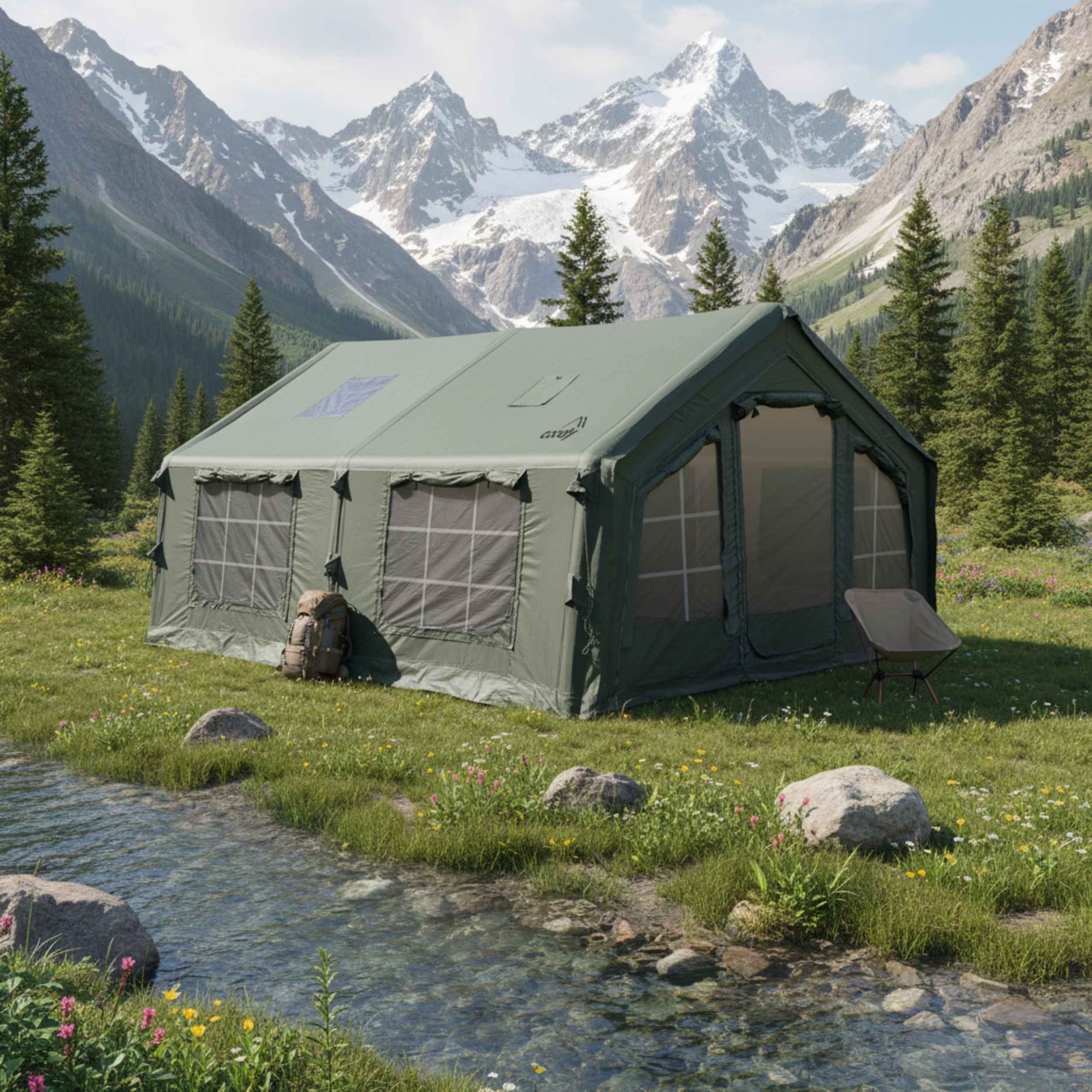 Coody Familia AirTent 17.2 Forest Green Inflatable Tent House for Camp – Red Chair Time