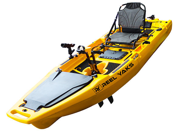 Reel Yaks 9.8ft Rocket Fin Drive Modular Pedal Fishing Kayak | 400lbs Capacity | 2 Piece