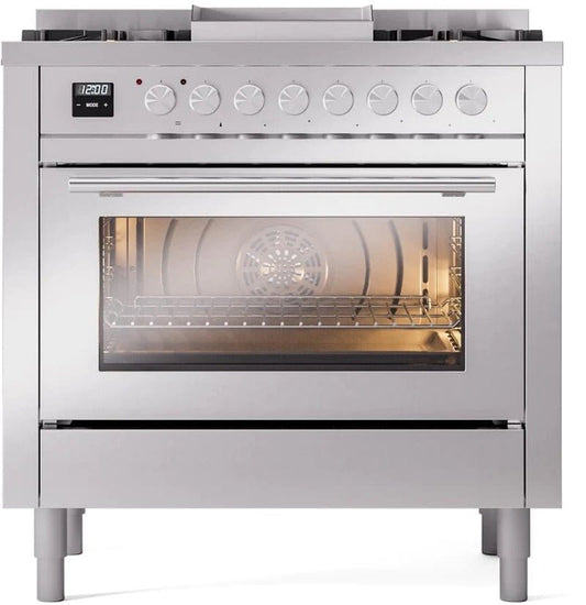 ILVE Professional Plus II 36" Dual Fuel Range Liquid Propane Stainless Steel UP36FWMPSSLP