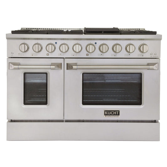 Kucht 48" Gas Range in Stainless Steel, Silver Oven Doors, KNG481-S