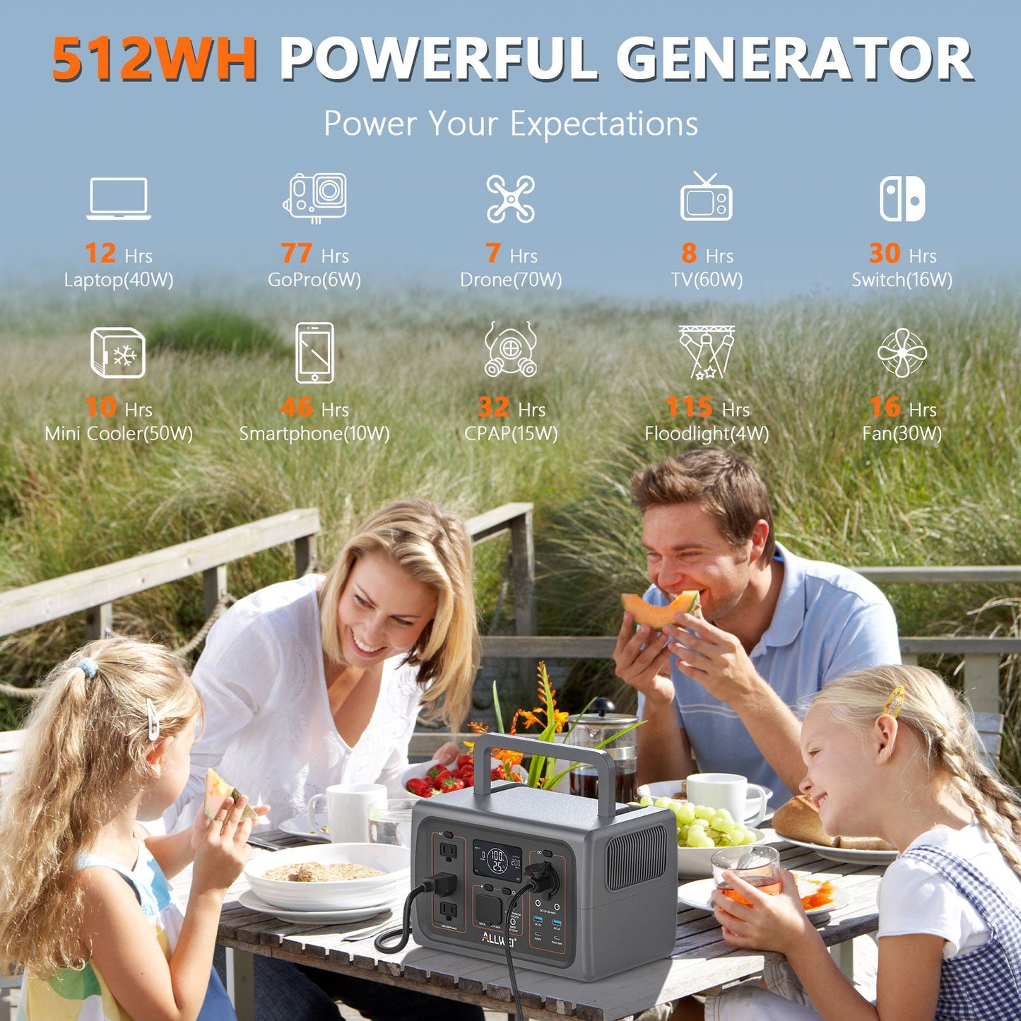 ALLWEI PPS600 Portable Power Station 500W | 512Wh