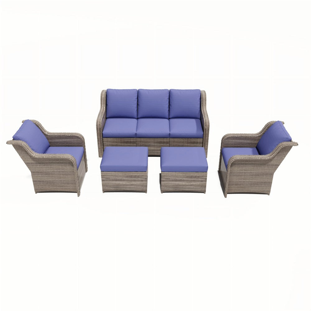 Ainfox 7 Piece Patio Furniture Sofa Set Blue