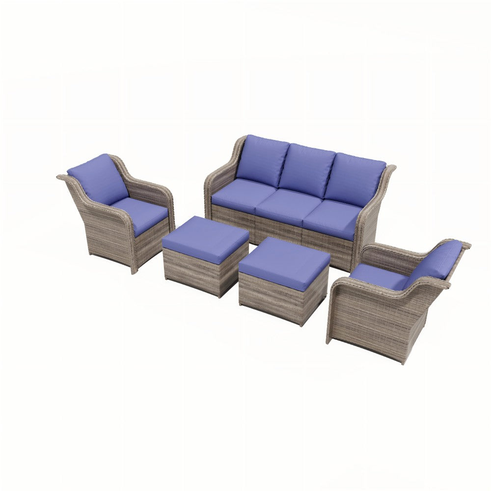 Ainfox 7 Piece Patio Furniture Sofa Set Blue