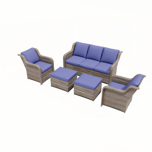 Ainfox 7 Piece Patio Furniture Sofa Set Blue