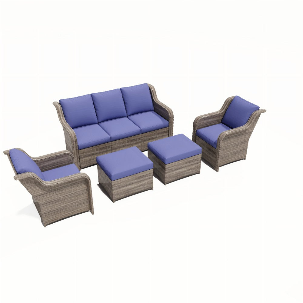 Ainfox 7 Piece Patio Furniture Sofa Set Blue
