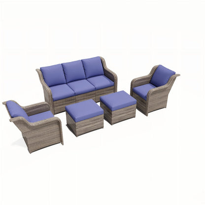 Ainfox 7 Piece Patio Furniture Sofa Set Blue