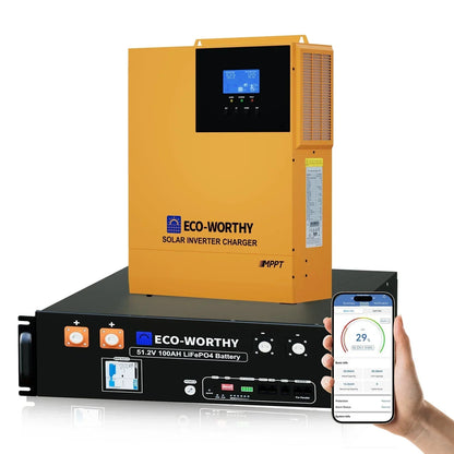 ECO-WORTHY 5.12KWh Home Backup Power With 48V 100Ah LiFePO4 + 3500W 48V Off-Grid Inverter