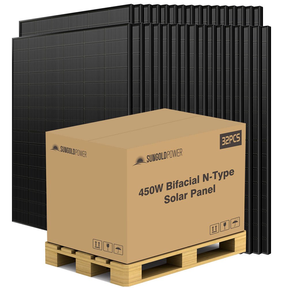 SunGoldPower 450 Watt Bifacial N-Type Monocrystalline Solar Panel SGN-450-BDG5 (32 PANELS) UL61730