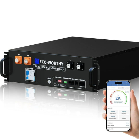 Eco-Worthy 48V 100Ah Server Rack Battery | Bluetooth & WiFi | 10 Years Warranty | UL9540 | UL1973 | UL9540A | CEC Listed