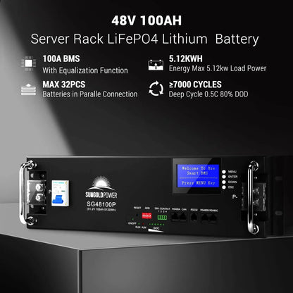 Hybrid Solar Kit 11.4KW 48V Split Phase 20.48KWH Lithium Battery 16 X 450 Watt Solar Panel SGH-11N2E