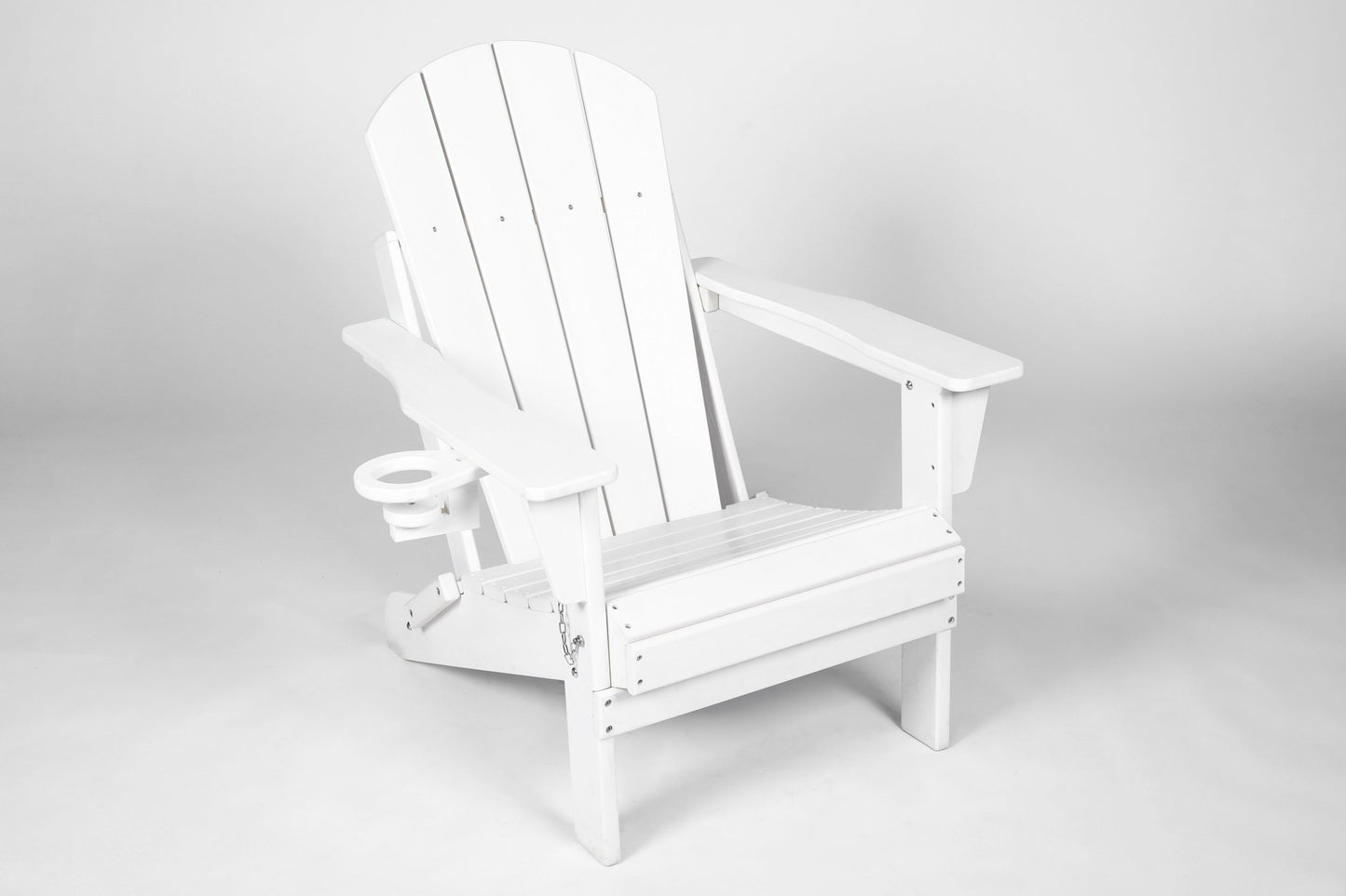 Folding Adirondack Chair with Side Table, 3-Piece Adirondack Chair Set, White (2 Chairs and 1 Table)