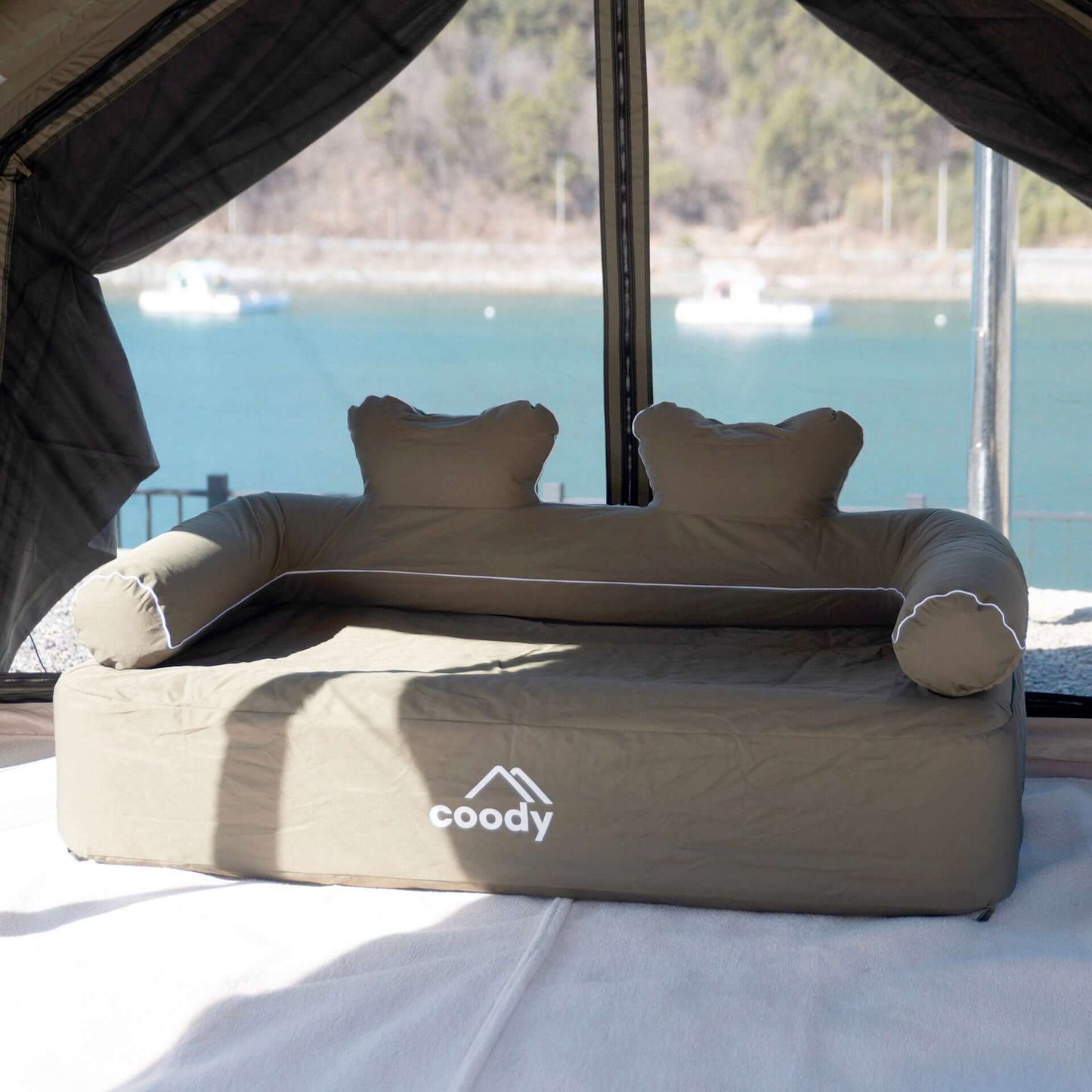 Coody Air Sofa Forest Green - Inflatable Camping Couch with Built-In Pump