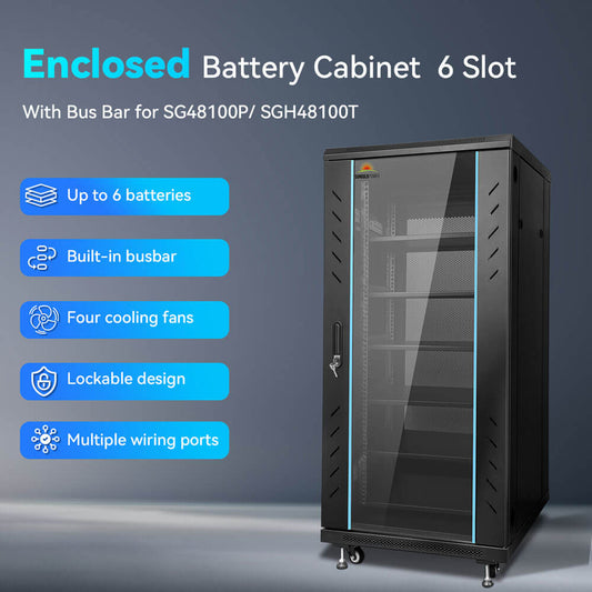 SunGoldPower Enclosed Battery Cabinet 6 Slot with Bus Bar for SG48100P/ SGH48100T