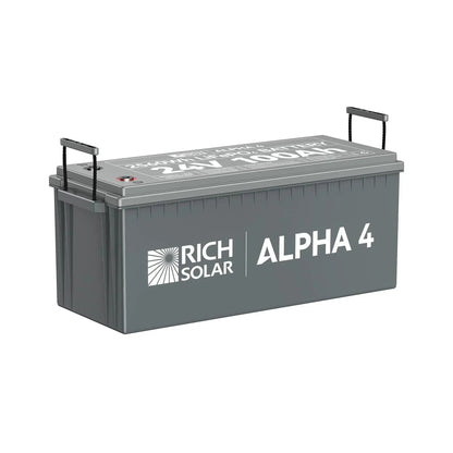 Rich Solar ALPHA 4 | 24V 100Ah LiFePO4 Battery | Powerful 12V Lithium Battery for RVs, Trailers, Vans, Boats, Off-Grid | 5,000 Lifetime Cycles | Bluetooth and Internal Heat Technology