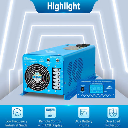SunGoldPower 2000W/ 3000W/ 4000W DC 12V Pure Sine Wave Inverter With Charger