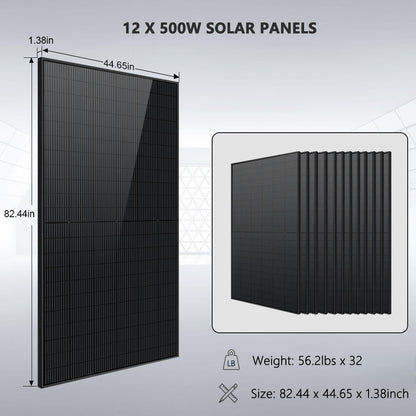 SunGoldPower Hybrid Solar Kit 7.6KW 48V Split Phase 15.36KWH/30.72KWH Lithium Battery 415/ 500 Watt Solar Panel (Optional) SGH-7.6N3E/ SGH-7.6DN6E